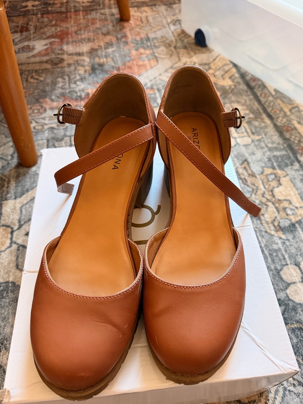 Arizona Jean Company Tan Mary Jane Ankle-Strap Heels